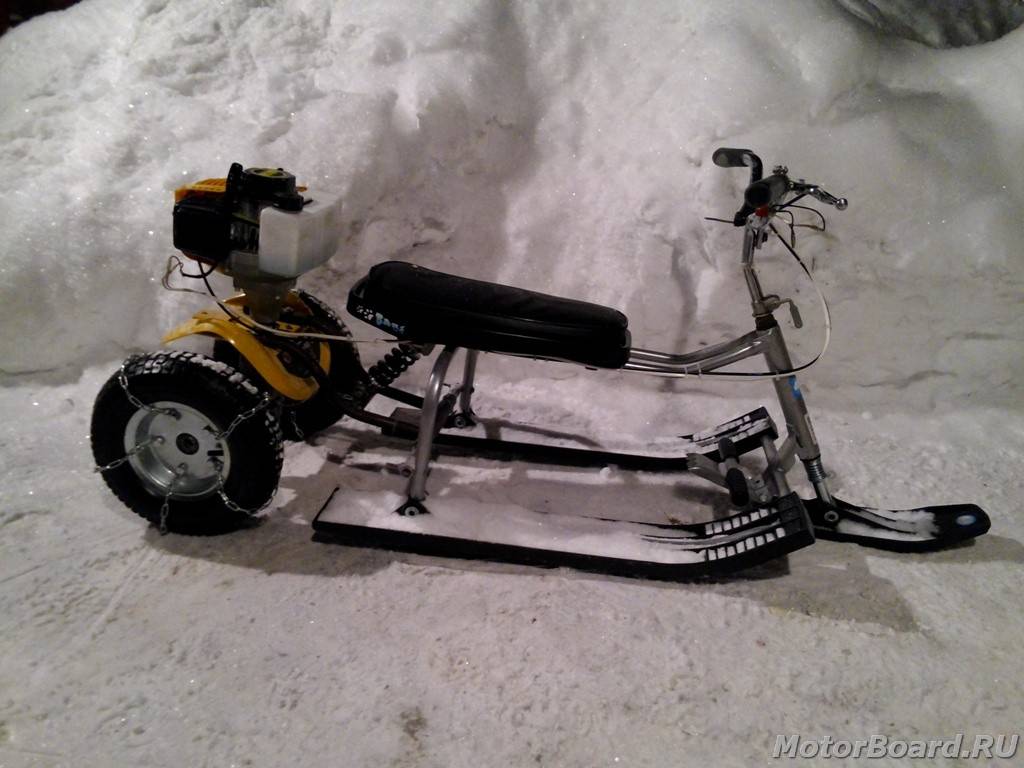 Детский снегоход (42 фото): снегоход-квадроцикл на бензине своими руками, самодельные модели для детей
