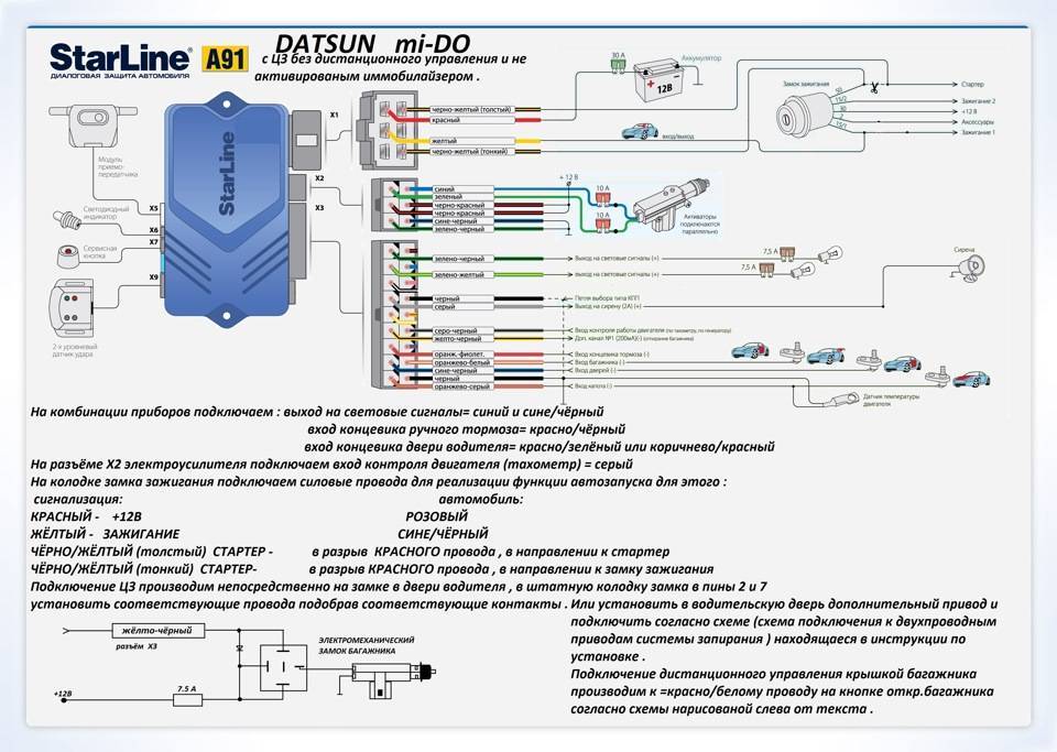 Starline a91w схема подключения