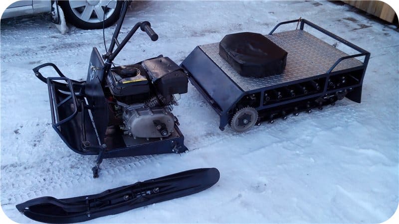 Как сделать самодельный снегоход из бензопилы и мотоблока