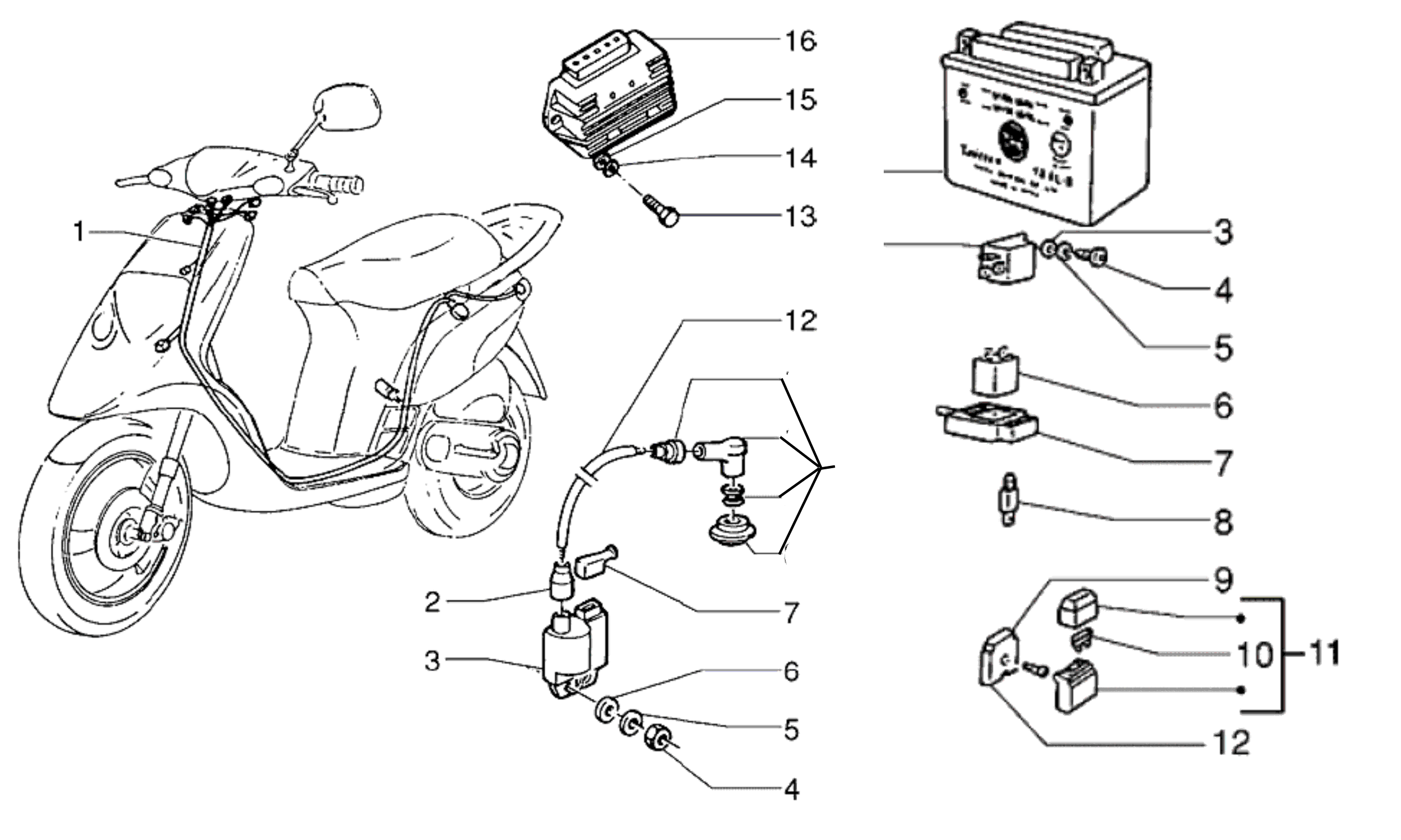 Принципиальные схемы электрооборудования скутеров китайских, тайваньских и корейских производителей