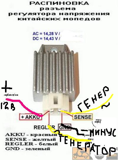 Схема подключения реле напряжения на скутере