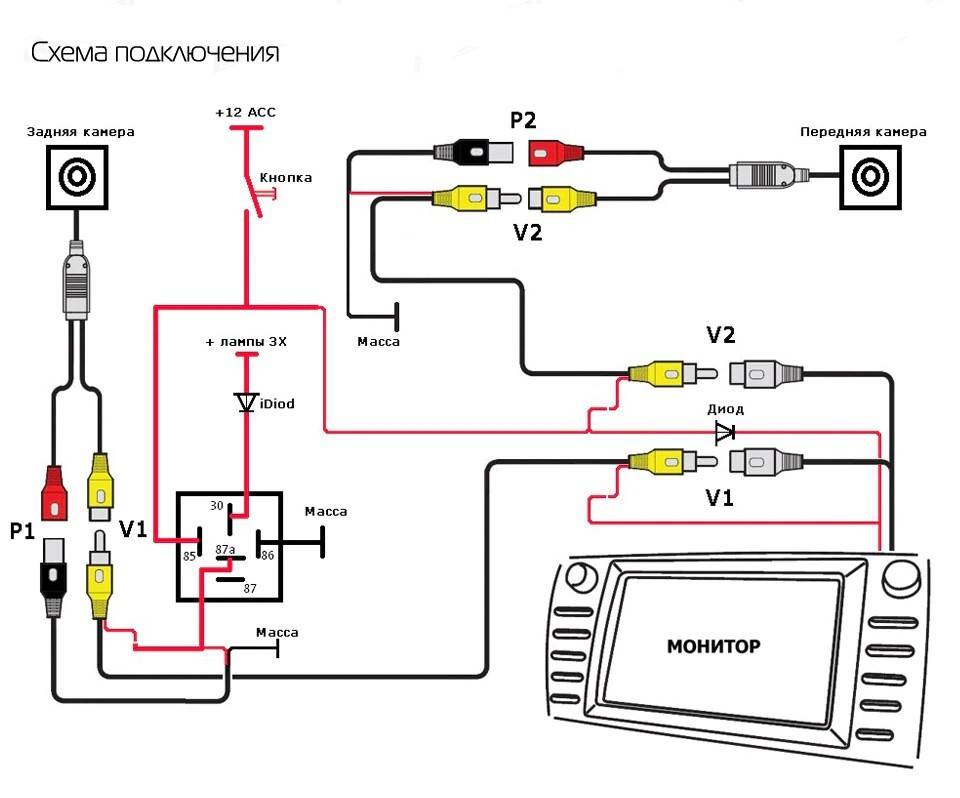 Схема подключения камеры заднего вида к монитору