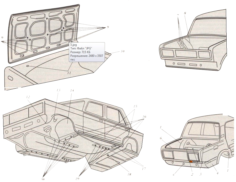 Ваз 2105 чертеж кузова