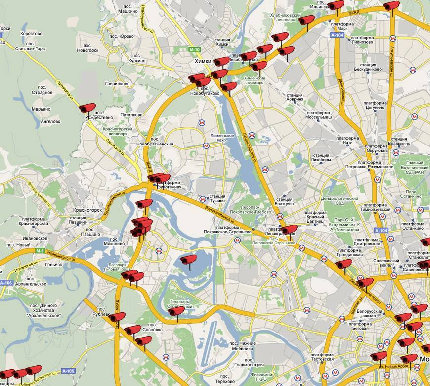 Карта радаров и камер видеофиксации в московской области